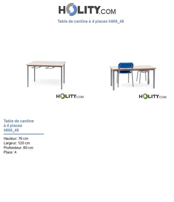 Table de cantine à 4 places h908_48