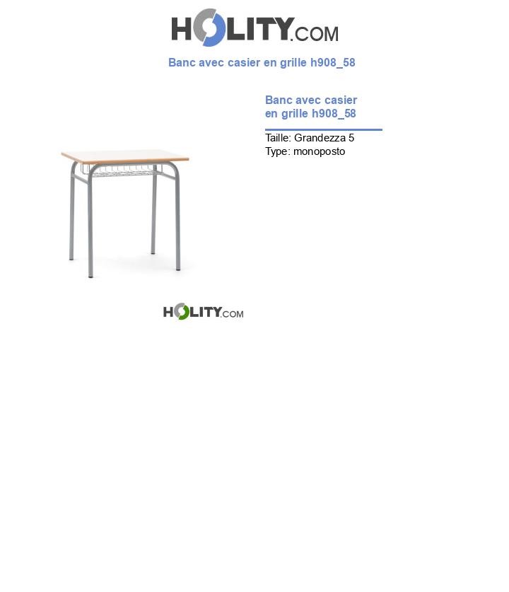 Banc avec casier en grille h908_58