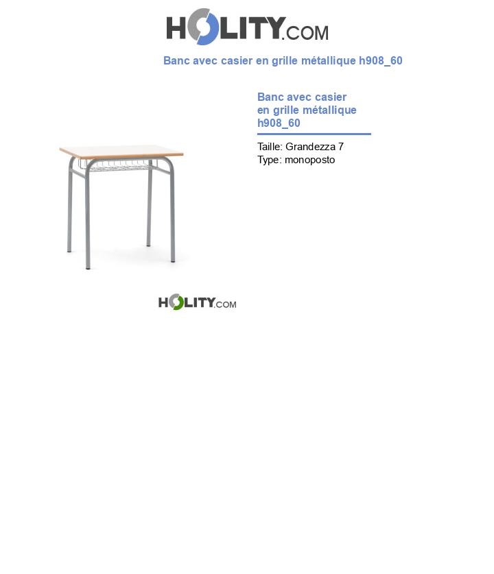 Banc avec casier en grille métallique h908_60