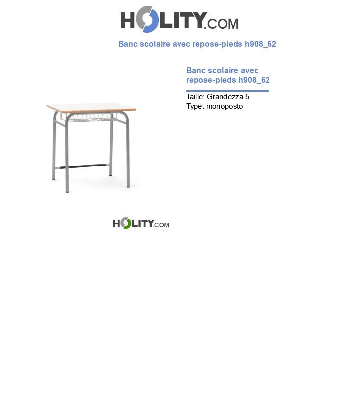 Banc scolaire avec repose-pieds h908_62