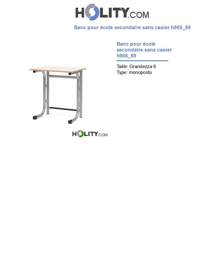 Banc pour école secondaire sans casier h908_69
