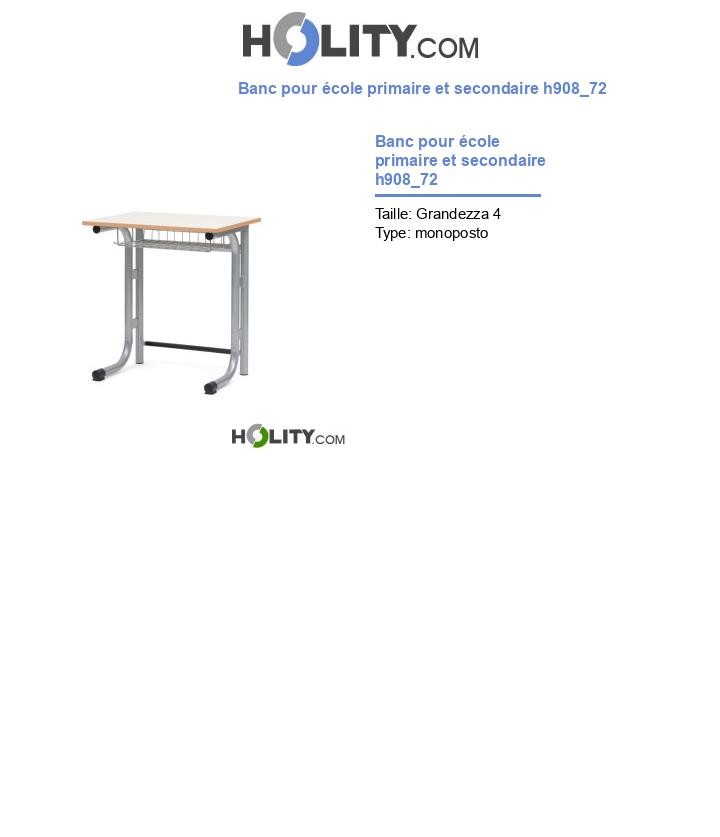 Banc pour école primaire et secondaire h908_72