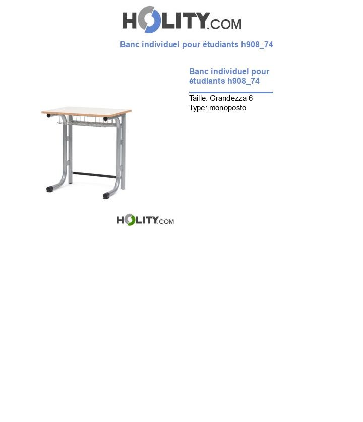 Banc individuel pour étudiants h908_74