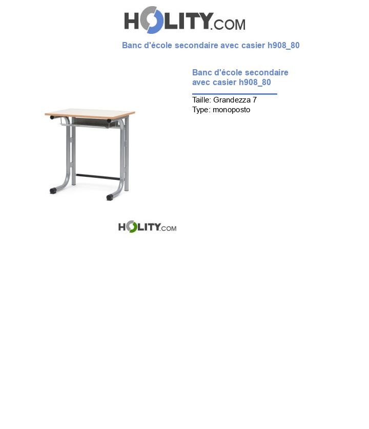 Banc d'école secondaire avec casier h908_80