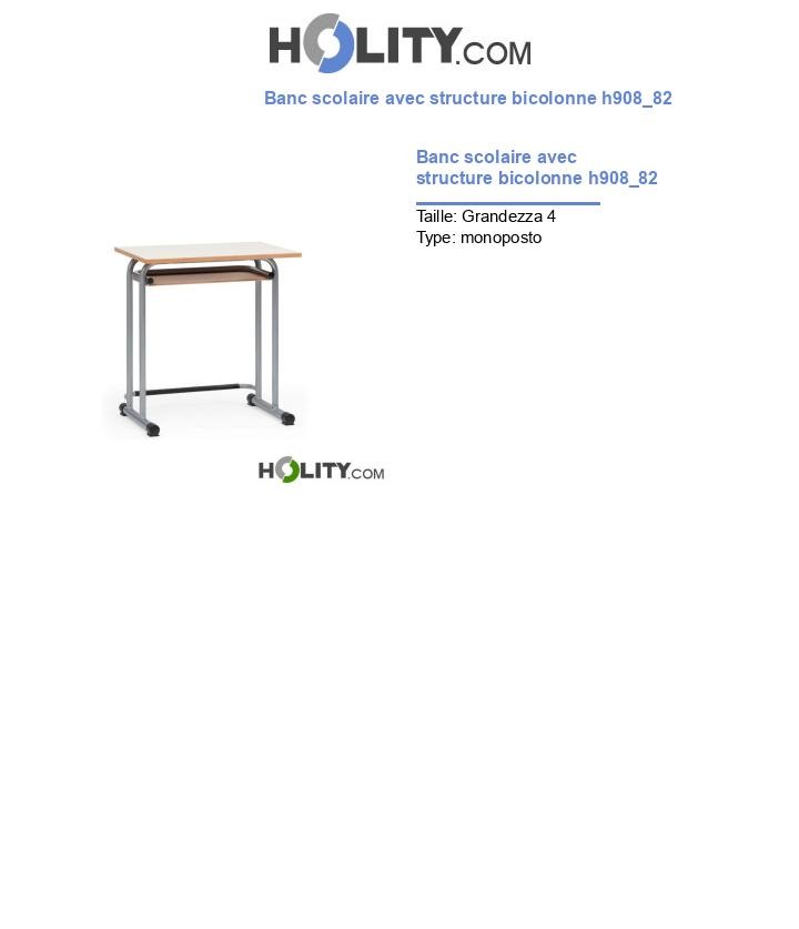 Banc scolaire avec structure bicolonne h908_82