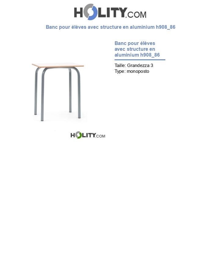 Banc pour élèves avec structure en aluminium h908_86