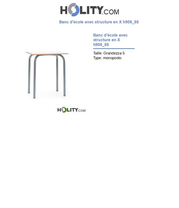 Banc d'école avec structure en X h908_88