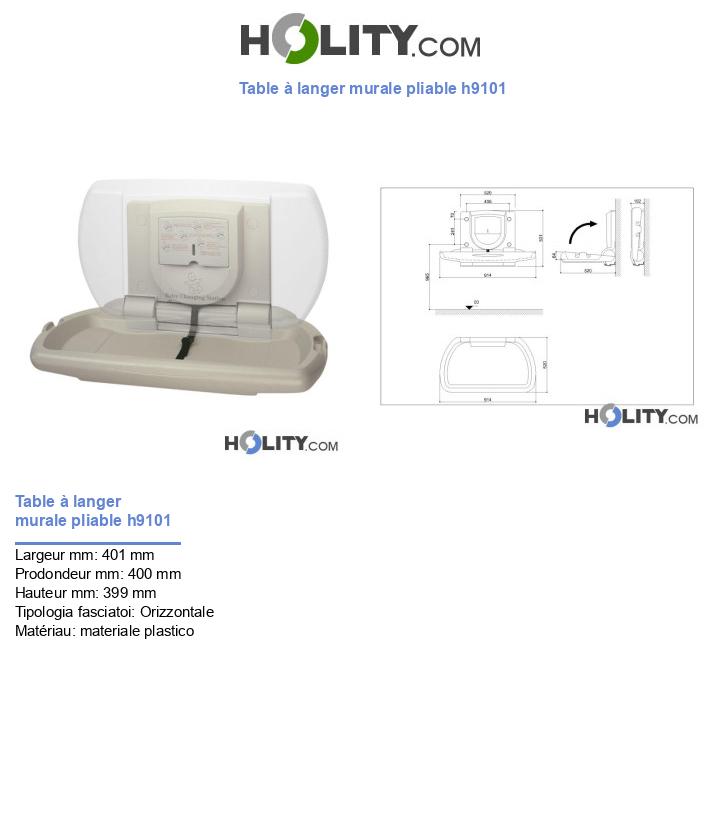 Table à langer murale pliable h9101