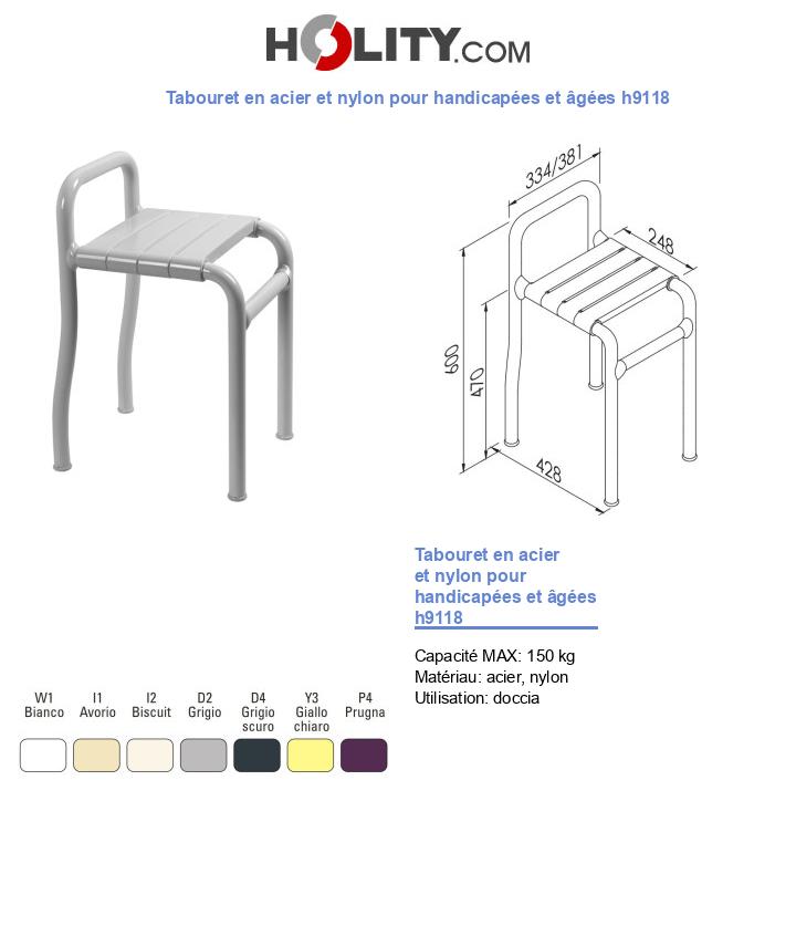Tabouret en acier et nylon pour handicapées et âgées h9118
