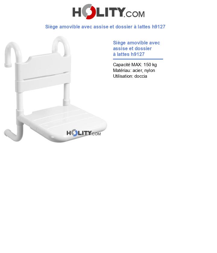 Siège amovible avec assise et dossier à lattes h9127