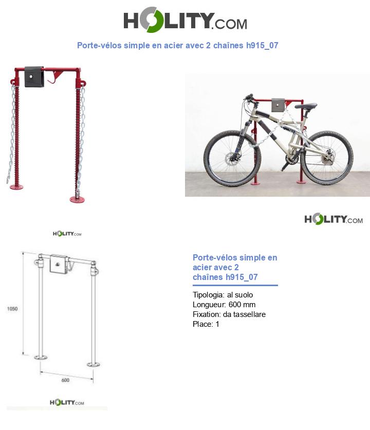 Porte-vélos simple en acier avec 2 chaînes h915_07