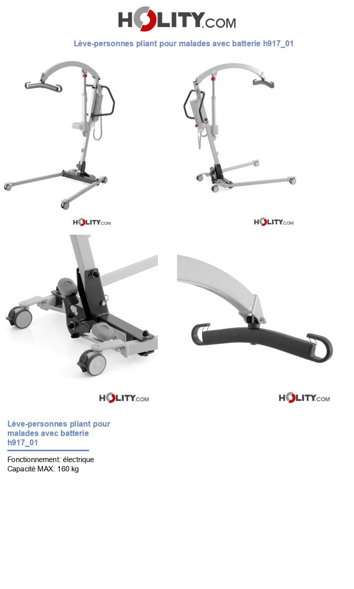 Lève-personnes pliant pour malades avec batterie h917_01