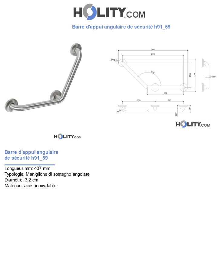 Barre d'appui angulaire de sécurité h91_59