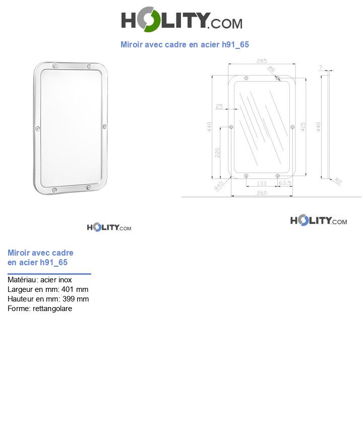 Miroir avec cadre en acier h91_65