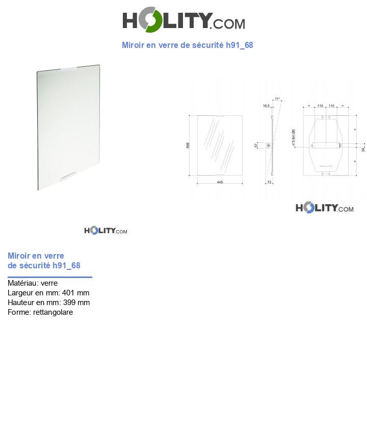 Miroir en verre de sécurité h91_68