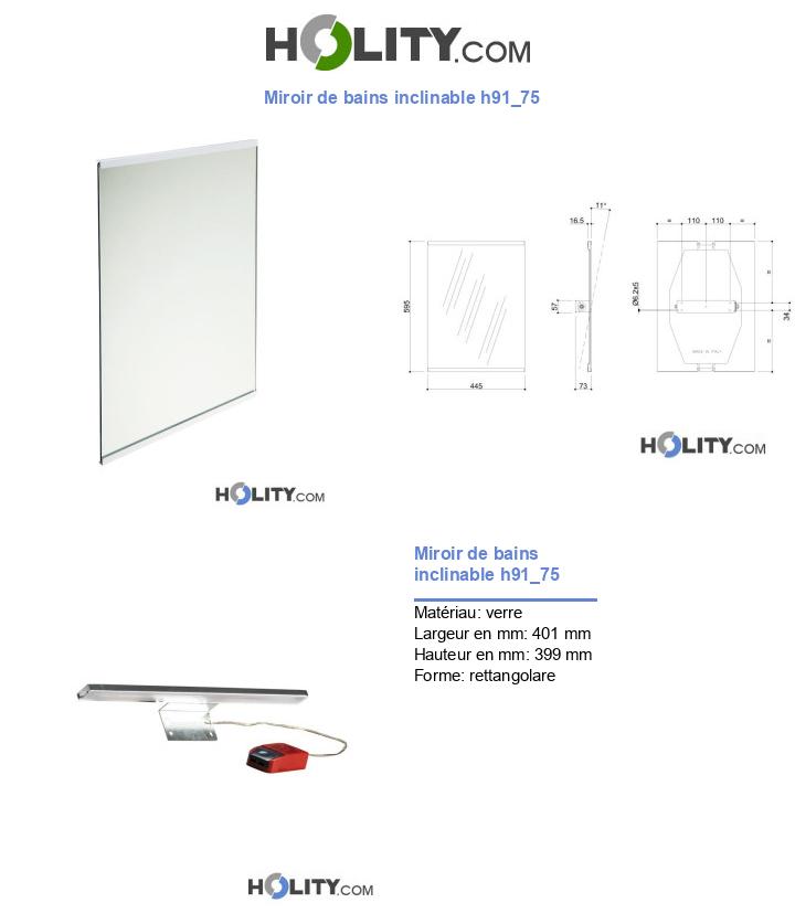 Miroir de bains inclinable h91_75