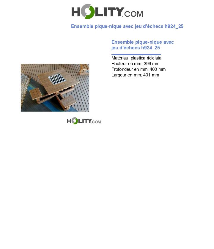 Ensemble pique-nique avec jeu d’échecs h924_25