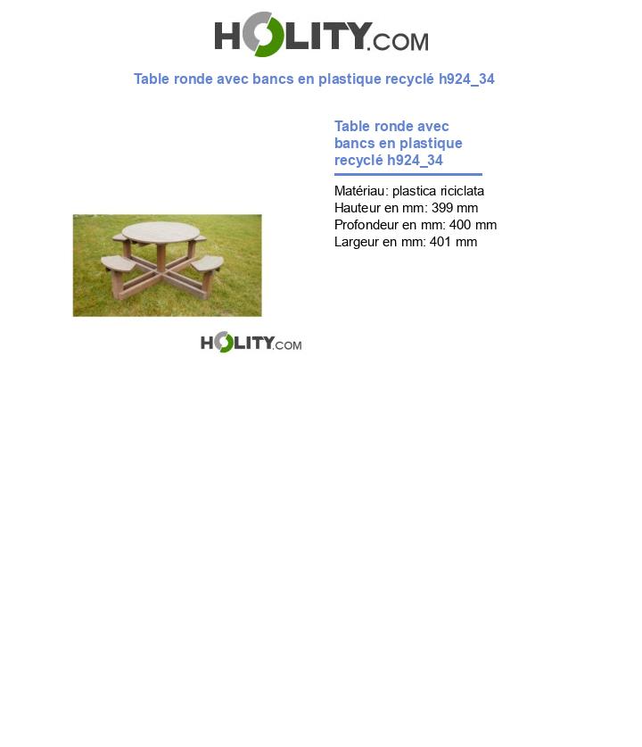 Table ronde avec bancs en plastique recyclé h924_34