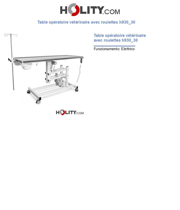 Table opératoire vétérinaire avec roulettes h930_30