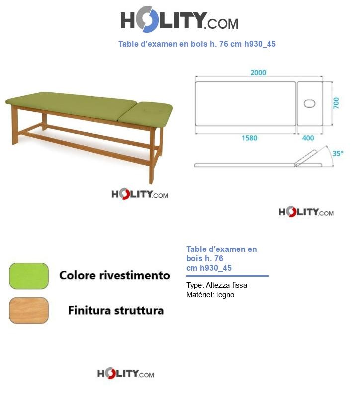 Table d'examen en bois h. 76 cm h930_45