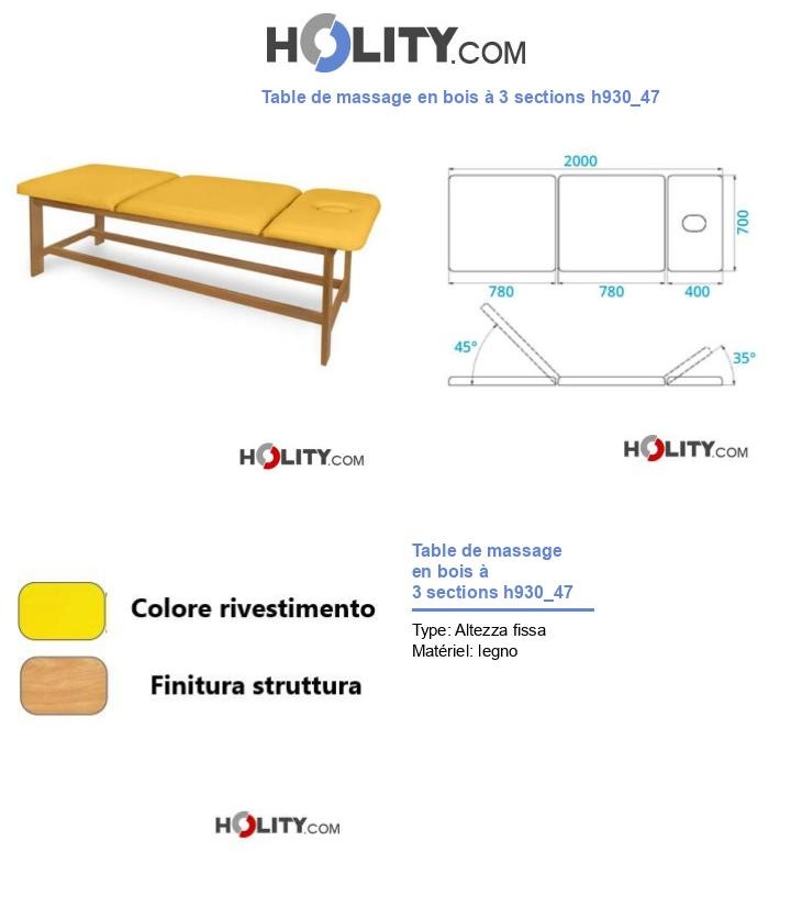 Table de massage en bois à 3 sections h930_47