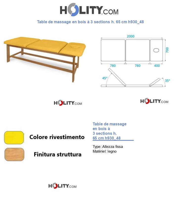 Table de massage en bois à 3 sections h. 65 cm h930_48