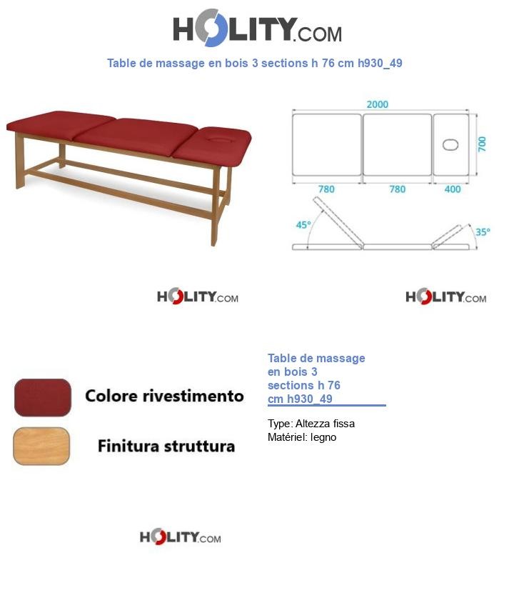 Table de massage en bois 3 sections h 76 cm h930_49