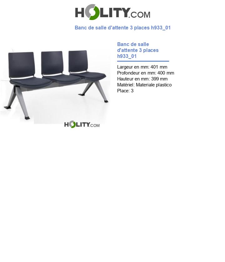 Banc de salle d'attente 3 places h933_01