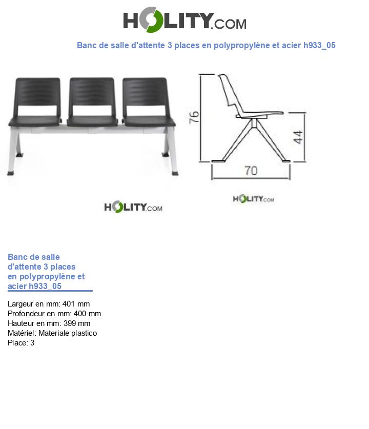Banc de salle d'attente 3 places en polypropylène et acier h933_05