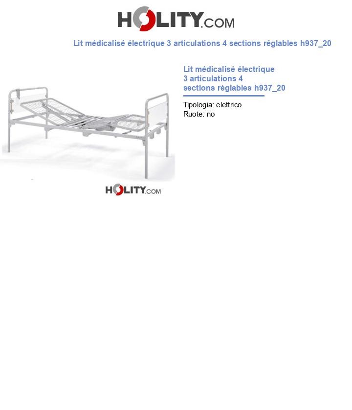 Lit médicalisé électrique 3 articulations 4 sections réglables h937_20