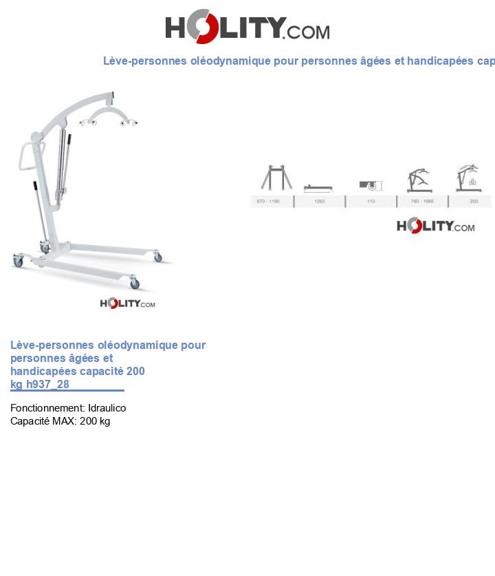 Lève-personnes oléodynamique pour personnes âgées et handicapées capacité 200 kg h937_28