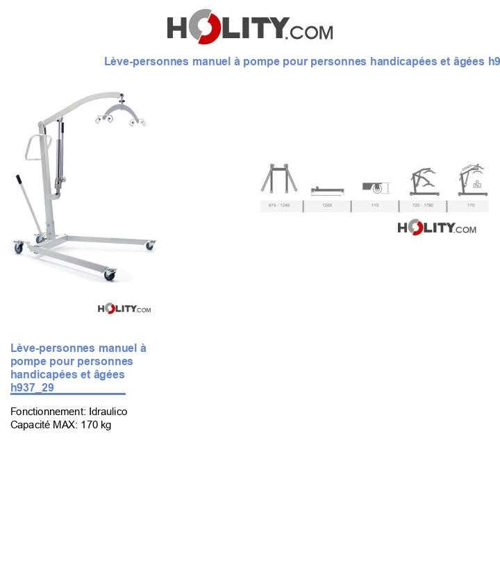 Lève-personnes manuel à pompe pour personnes handicapées et âgées h937_29