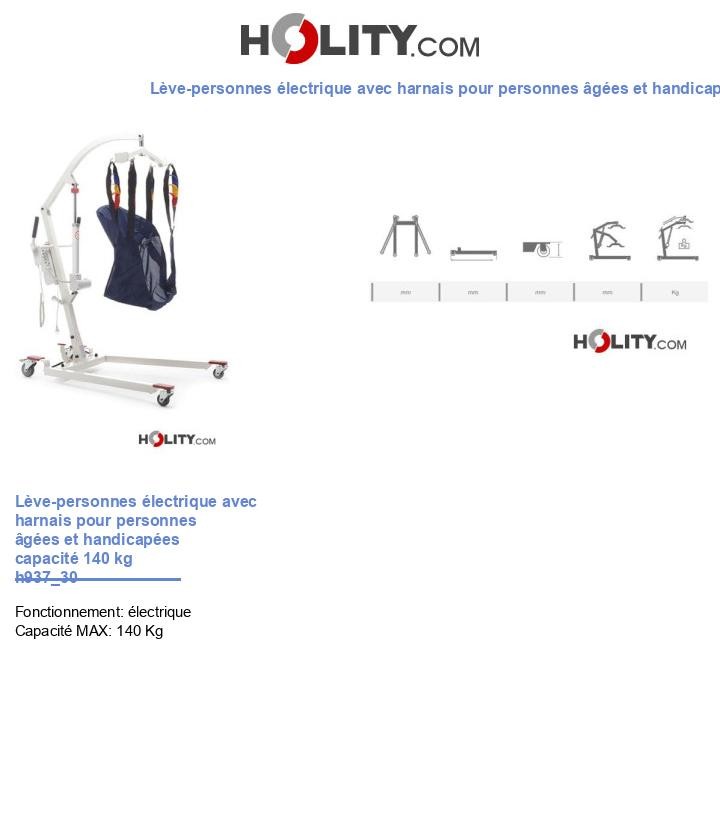 Lève-personnes électrique avec harnais pour personnes âgées et handicapées capacité 140 kg h937_30