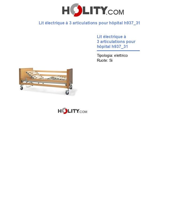 Lit électrique à 3 articulations pour hôpital h937_31