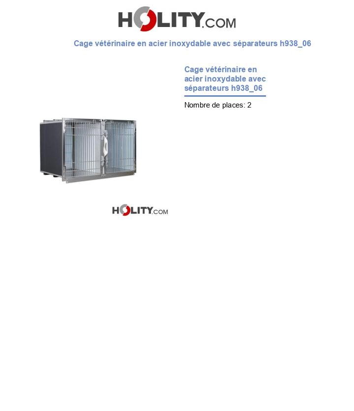 Cage vétérinaire en acier inoxydable avec séparateurs h938_06