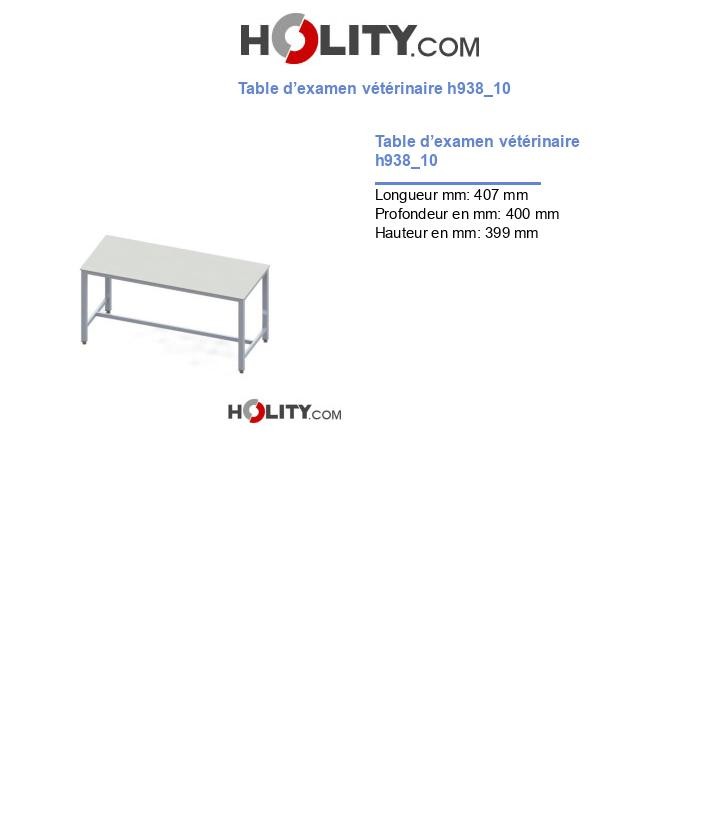 Table d’examen vétérinaire h938_10