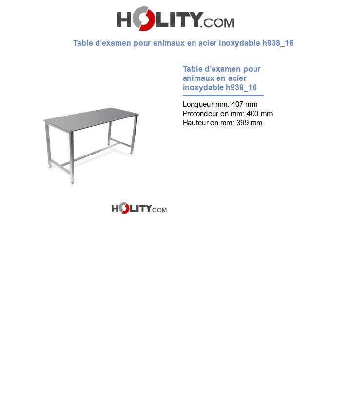Table d’examen pour animaux en acier inoxydable h938_16