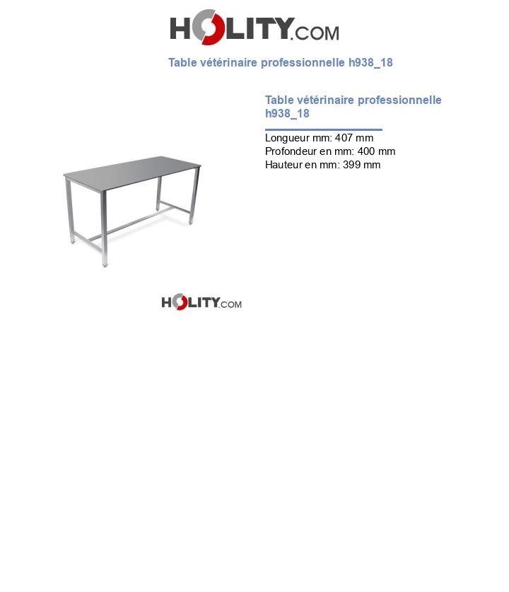 Table vétérinaire professionnelle h938_18