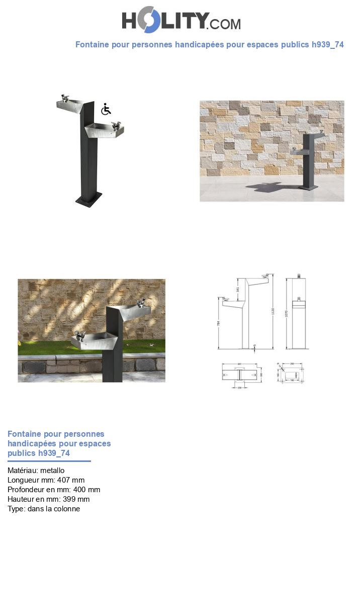 Fontaine pour personnes handicapées pour espaces publics h939_74