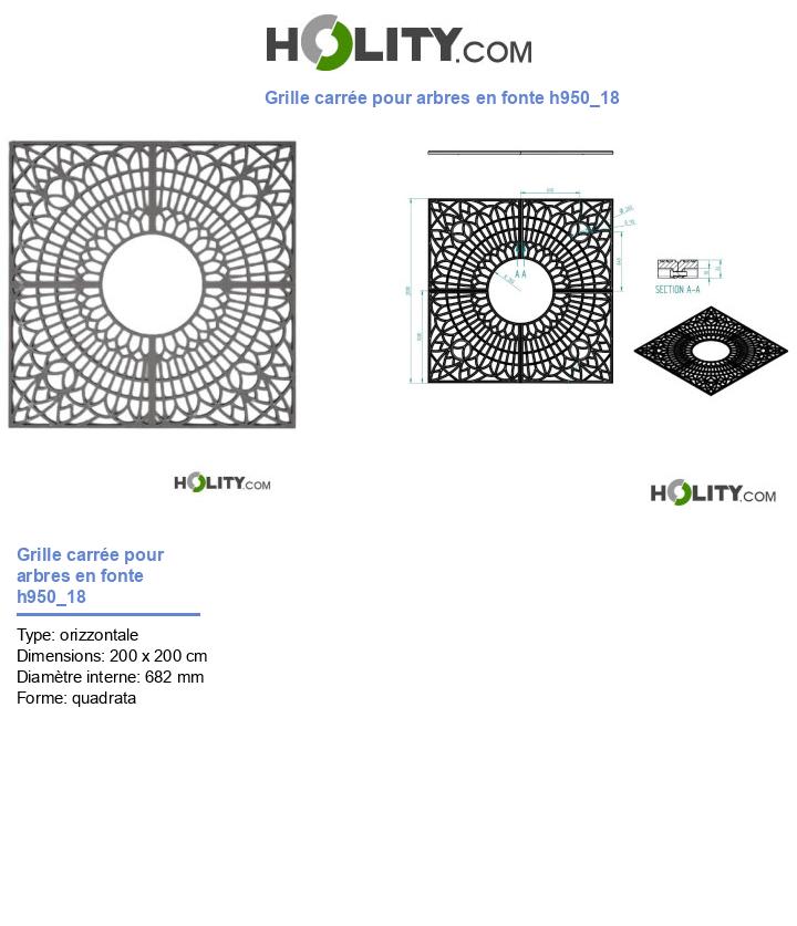 Grille carrée pour arbres en fonte h950_18