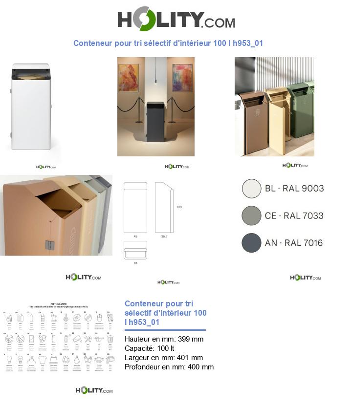 Conteneur pour tri sélectif d'intérieur 100 l h953_01