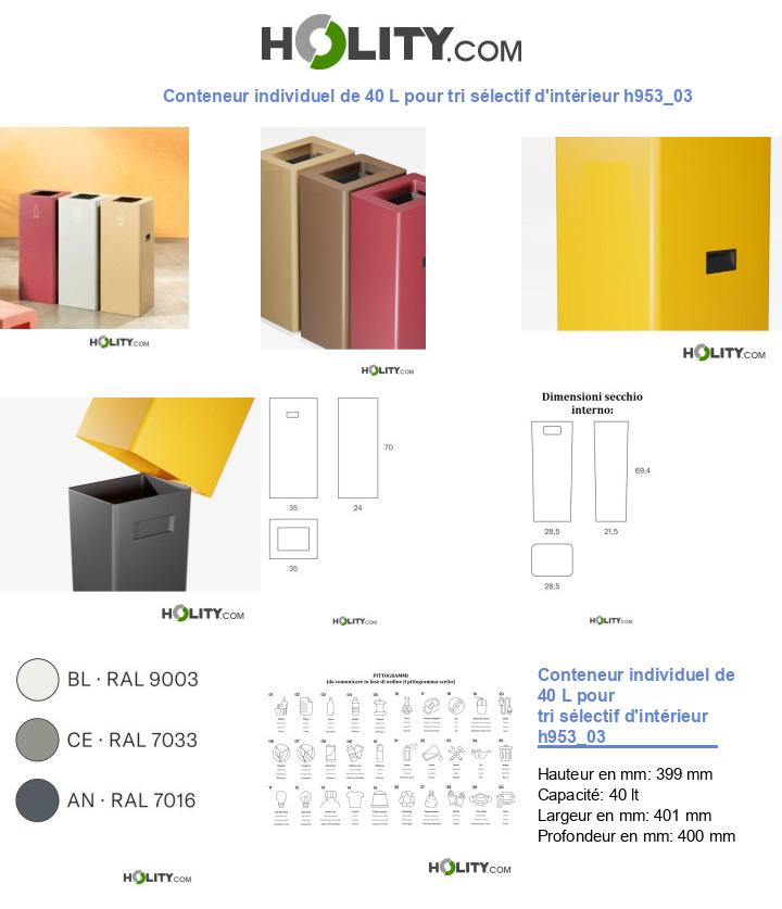 Conteneur individuel de 40 L pour tri sélectif d'intérieur h953_03