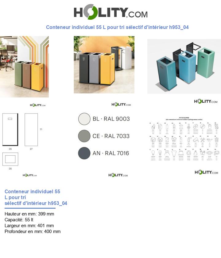Conteneur individuel 55 L pour tri sélectif d'intérieur h953_04