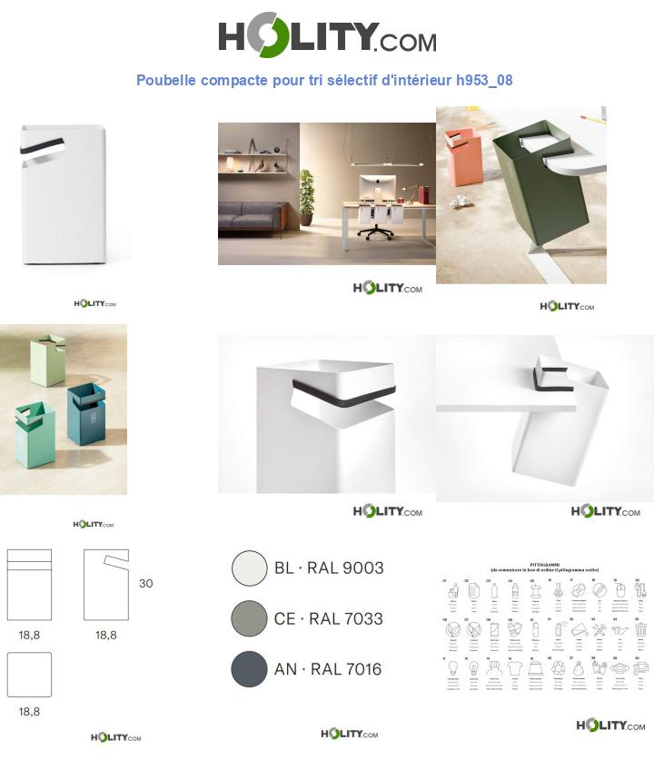 Poubelle compacte pour tri sélectif d'intérieur h953_08