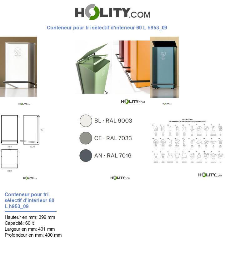 Conteneur pour tri sélectif d'intérieur 60 L h953_09
