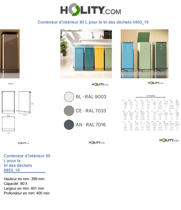 Conteneur d’intérieur 80 L pour le tri des déchets h953_10