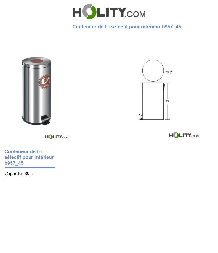 Conteneur de tri sélectif pour intérieur h957_45