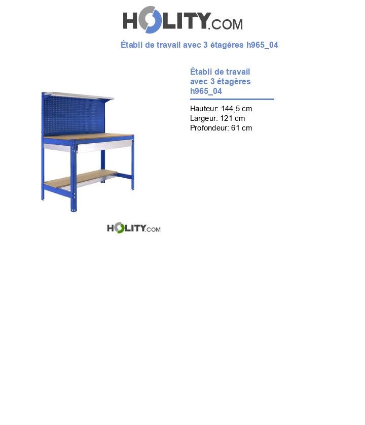 Établi de travail avec 3 étagères h965_04