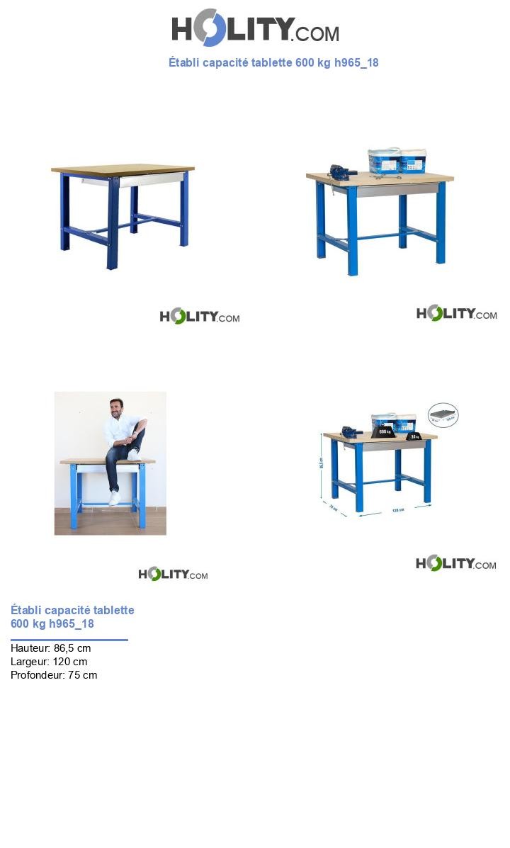 Établi capacité tablette 600 kg h965_18