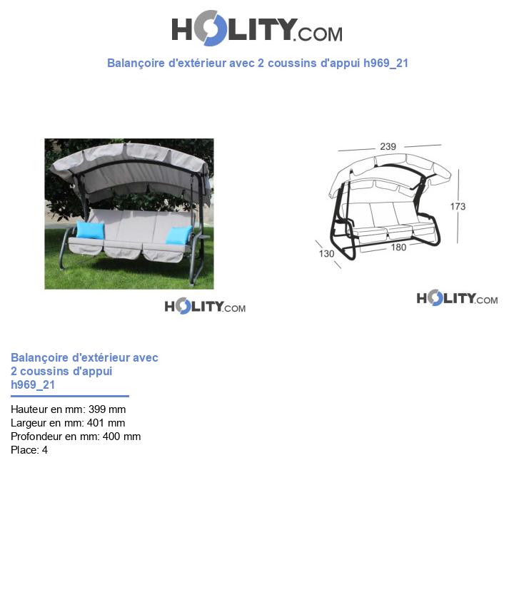 Balançoire d'extérieur avec 2 coussins d'appui h969_21